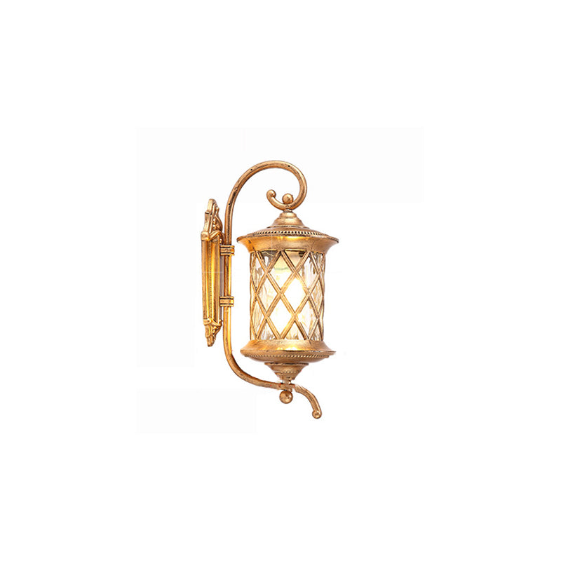 Applique murale extérieure 1 lumière avec abat-jour en verre ondulé et cadre en aluminium rustique traditionnel pour jardin 