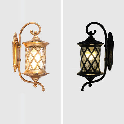 Applique murale extérieure 1 lumière avec abat-jour en verre ondulé et cadre en aluminium rustique traditionnel pour jardin 