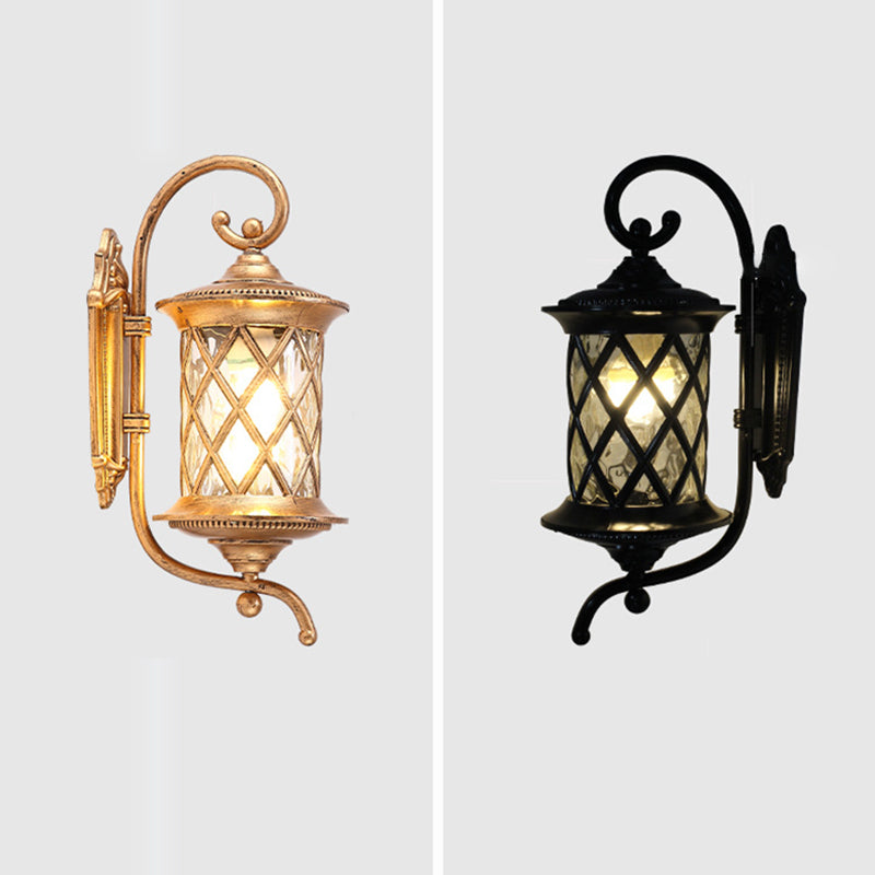 Applique murale extérieure 1 lumière avec abat-jour en verre ondulé et cadre en aluminium rustique traditionnel pour jardin 