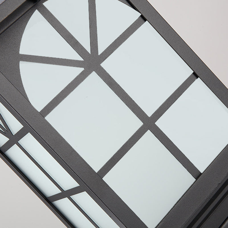 Lanterne de jardin contemporaine en aluminium carré industriel avec verre dépoli et 1 lumière 