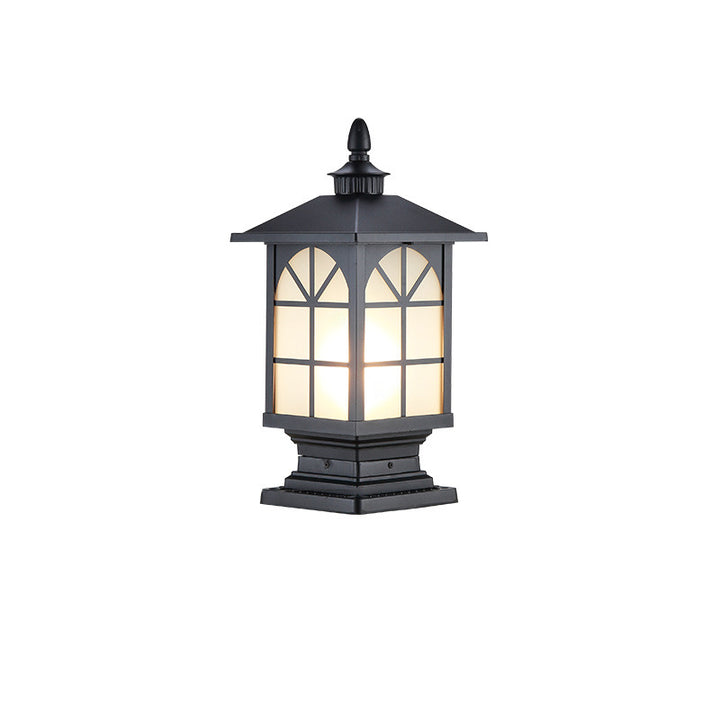 Lanterne de jardin contemporaine en aluminium carré industriel avec verre dépoli et 1 lumière 