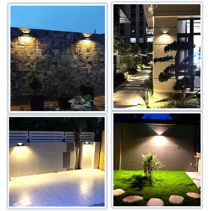 Lámpara Aplique de Pared Solar LED Iluminada hacia Arriba y Abajo de Aluminio Rectangular de Simplicidad Moderna para Patio Exterior 