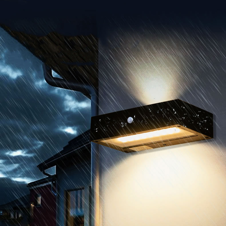 Applique Murale Solaire LED Rectangulaire en Aluminium à Éclairage Vers le Haut et Vers le Bas de Simplicité Moderne pour Patio Extérieur 