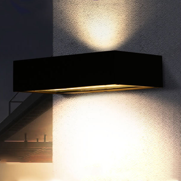 Lámpara Aplique de Pared Solar LED Iluminada hacia Arriba y Abajo de Aluminio Rectangular de Simplicidad Moderna para Patio Exterior 