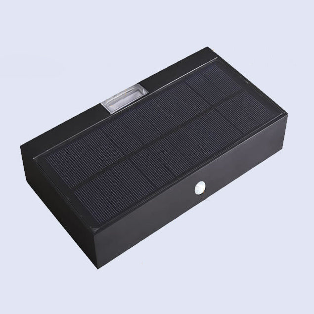 Lámpara Aplique de Pared Solar LED Iluminada hacia Arriba y Abajo de Aluminio Rectangular de Simplicidad Moderna para Patio Exterior 