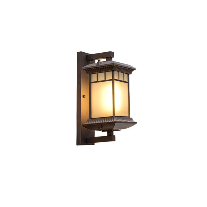 Traditionelle chinesische Aluminium-Glas-Säule 1-Licht Außenwandleuchte für den Garten 