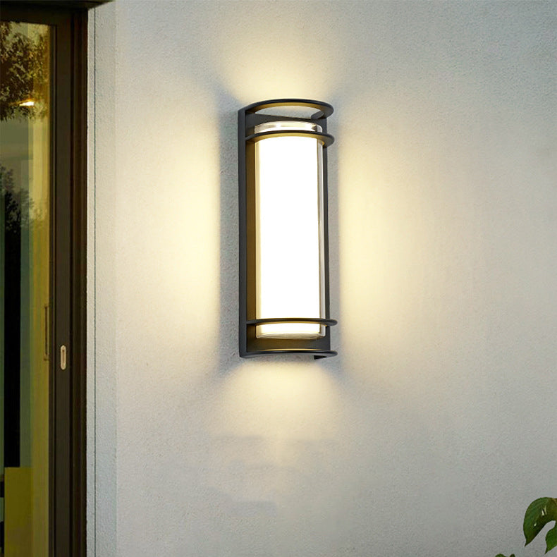Applique Murale Contemporaine en Aluminium Acrylique Cylindrique à LED Étanche pour Patio Extérieur 