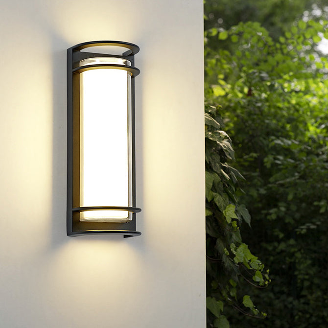 Applique Murale Contemporaine en Aluminium Acrylique Cylindrique à LED Étanche pour Patio Extérieur 