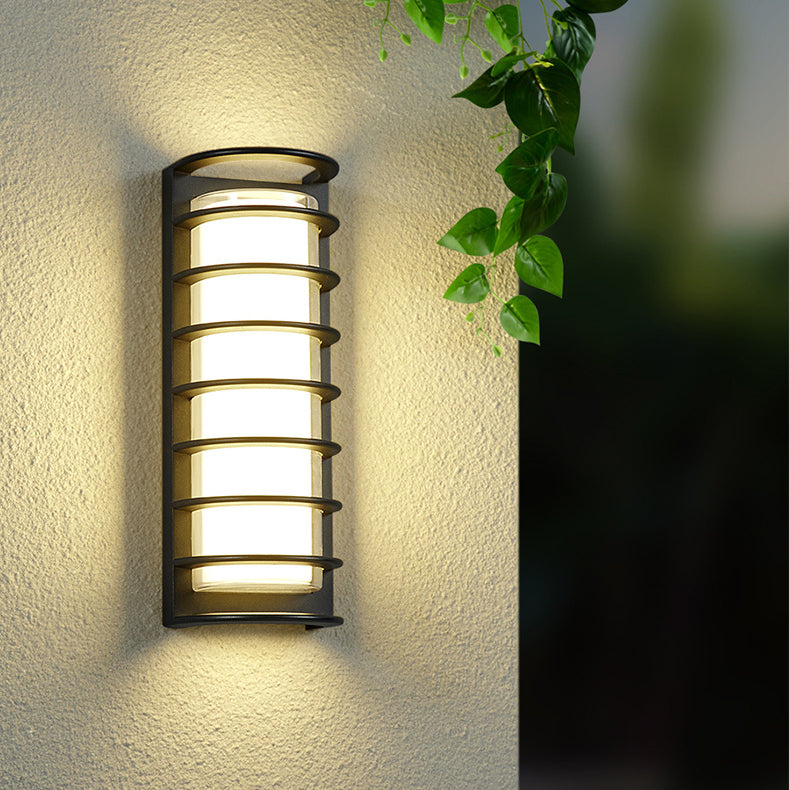 Applique Murale Contemporaine en Aluminium Acrylique Cylindrique à LED Étanche pour Patio Extérieur 