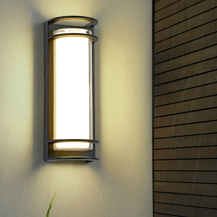 Applique Murale Contemporaine en Aluminium Acrylique Cylindrique à LED Étanche pour Patio Extérieur 
