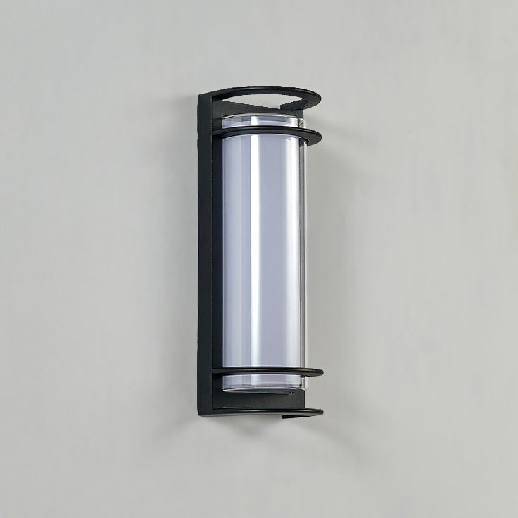 Applique Murale Contemporaine en Aluminium Acrylique Cylindrique à LED Étanche pour Patio Extérieur 