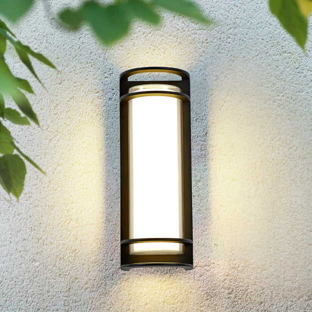 Applique Murale Contemporaine en Aluminium Acrylique Cylindrique à LED Étanche pour Patio Extérieur 