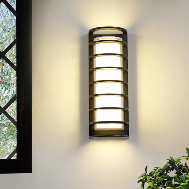 Applique Murale Contemporaine en Aluminium Acrylique Cylindrique à LED Étanche pour Patio Extérieur 