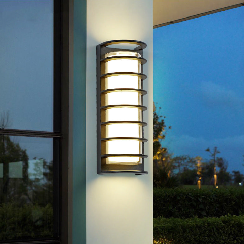 Applique Murale Contemporaine en Aluminium Acrylique Cylindrique à LED Étanche pour Patio Extérieur 