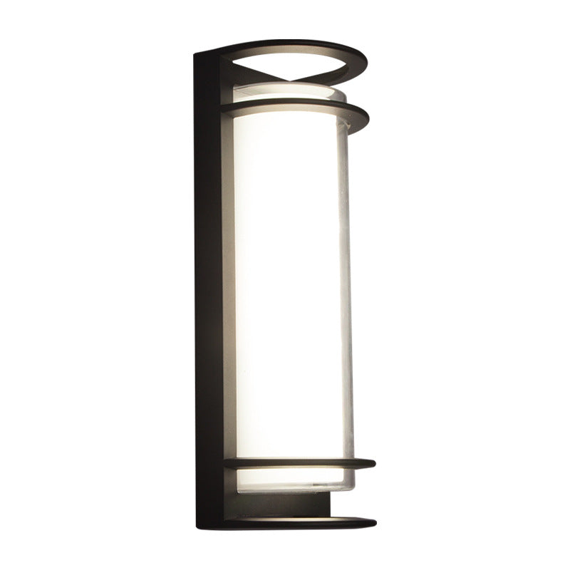 Applique Murale Contemporaine en Aluminium Acrylique Cylindrique à LED Étanche pour Patio Extérieur 