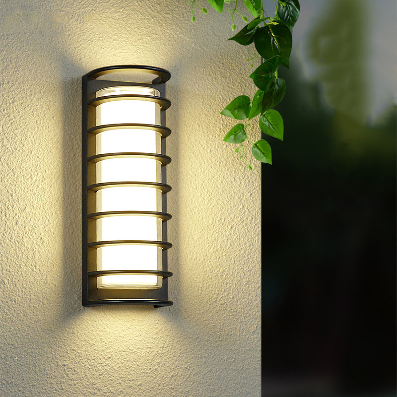 Applique Murale Contemporaine en Aluminium Acrylique Cylindrique à LED Étanche pour Patio Extérieur 