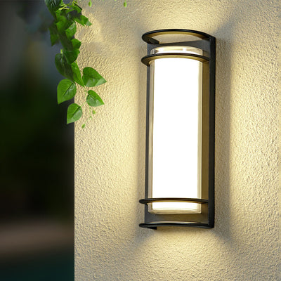 Applique Murale Contemporaine en Aluminium Acrylique Cylindrique à LED Étanche pour Patio Extérieur 