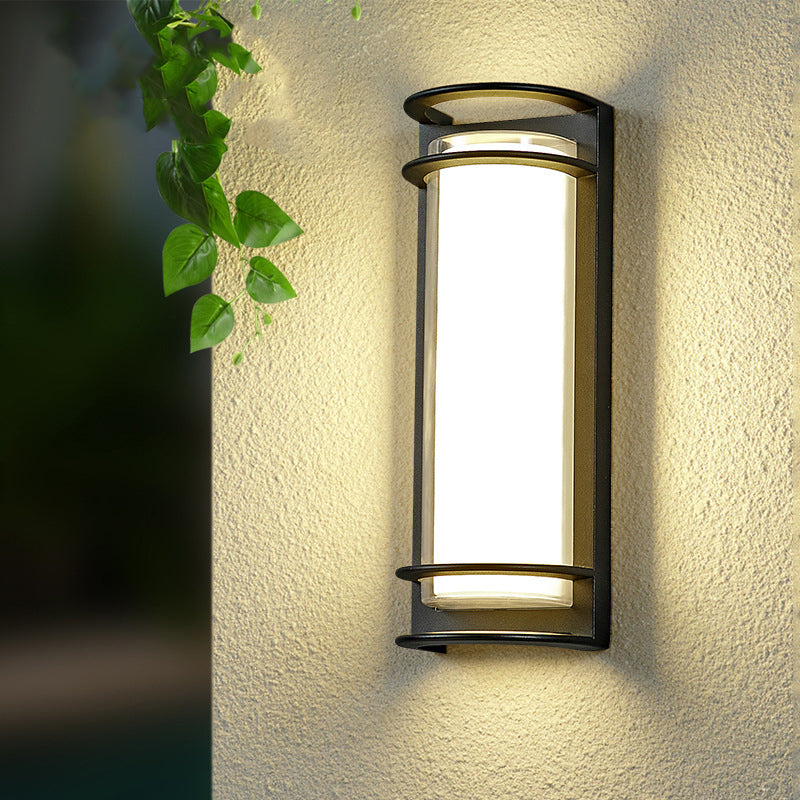 Applique Murale Contemporaine en Aluminium Acrylique Cylindrique à LED Étanche pour Patio Extérieur 