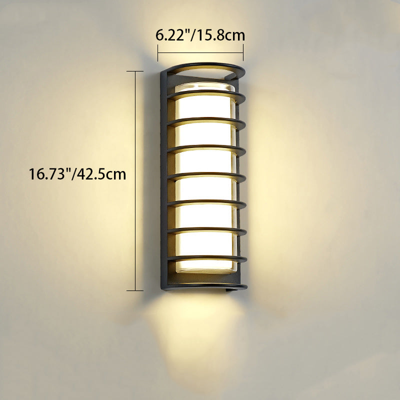 Applique Murale Contemporaine en Aluminium Acrylique Cylindrique à LED Étanche pour Patio Extérieur 