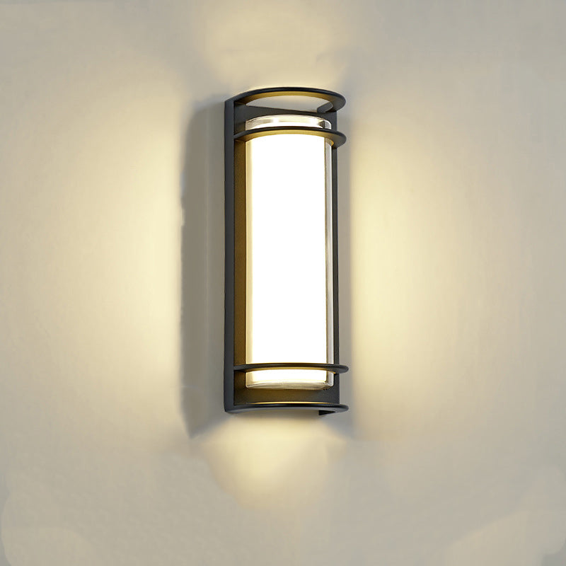 Applique Murale Contemporaine en Aluminium Acrylique Cylindrique à LED Étanche pour Patio Extérieur 