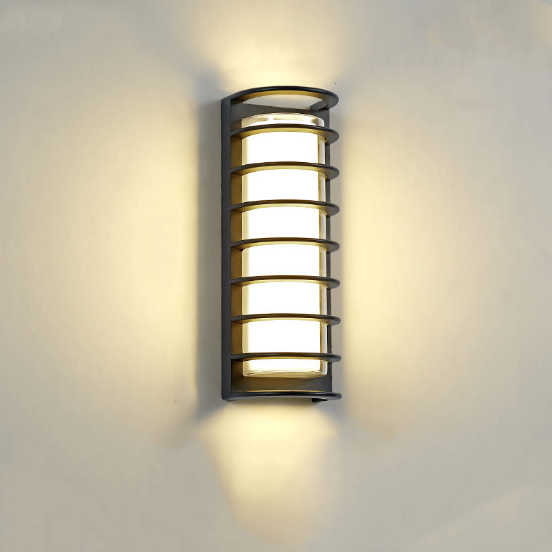 Applique Murale Contemporaine en Aluminium Acrylique Cylindrique à LED Étanche pour Patio Extérieur 