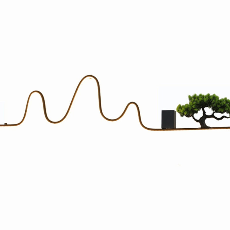 Applique murale extérieure contemporaine créative en aluminium arc linéaire PVC simulé bois de pin LED étanche pour jardin 