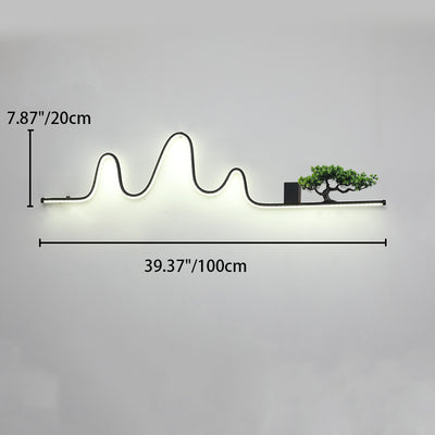 Applique murale extérieure contemporaine créative en aluminium arc linéaire PVC simulé bois de pin LED étanche pour jardin 