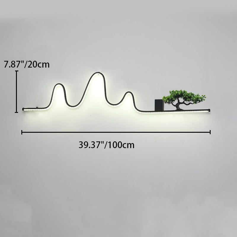 Applique murale extérieure contemporaine créative en aluminium arc linéaire PVC simulé bois de pin LED étanche pour jardin 