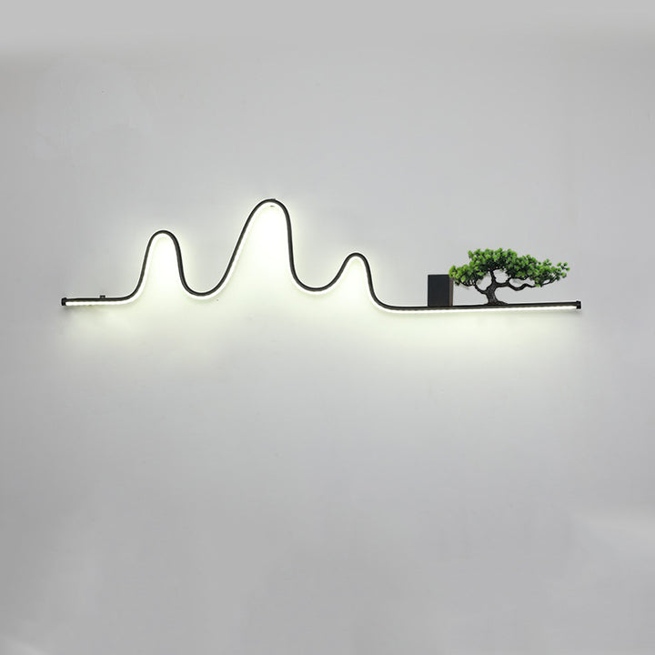 Applique murale extérieure contemporaine créative en aluminium arc linéaire PVC simulé bois de pin LED étanche pour jardin 