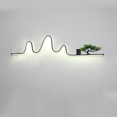 Applique murale extérieure contemporaine créative en aluminium arc linéaire PVC simulé bois de pin LED étanche pour jardin 