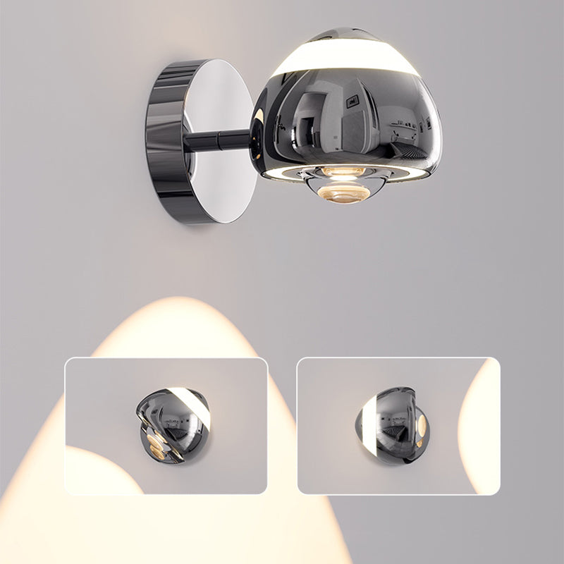 Applique murale LED ronde en aluminium, fer et acrylique nordique contemporain pour salon 