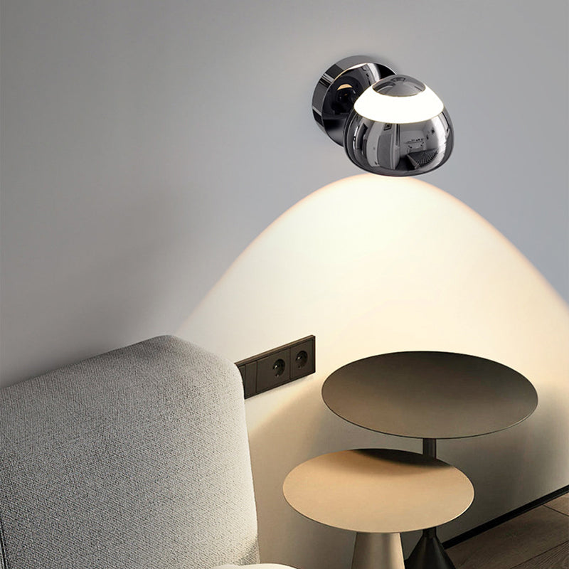 Applique murale LED ronde en aluminium, fer et acrylique nordique contemporain pour salon 