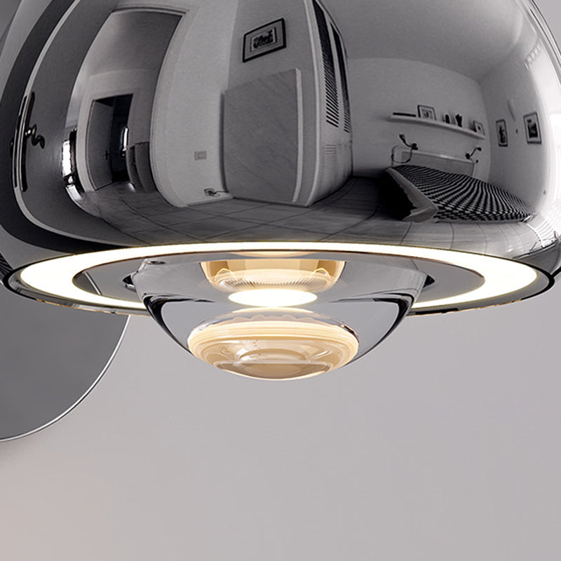 Applique murale LED ronde en aluminium, fer et acrylique nordique contemporain pour salon 