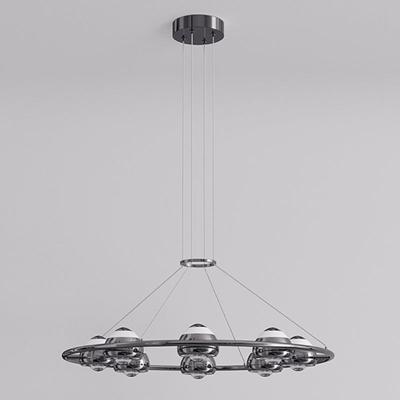 Lustre LED en acrylique et fer rond nordique contemporain en aluminium pour salon 