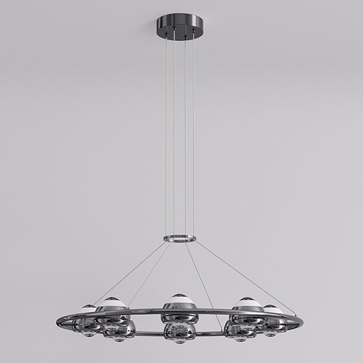 Lustre LED en acrylique et fer rond nordique contemporain en aluminium pour salon 