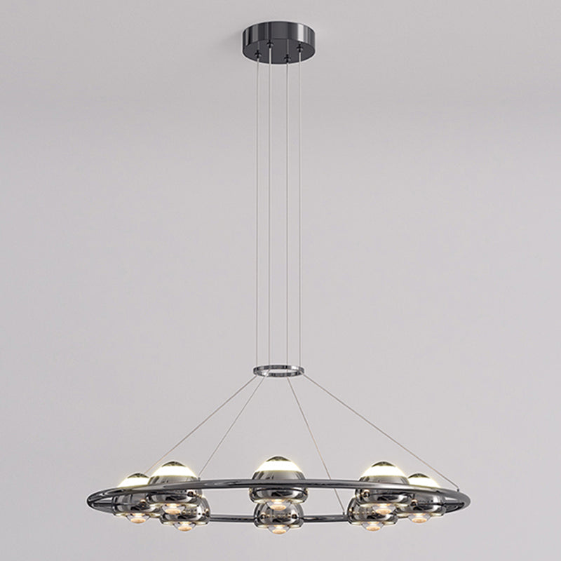 Lustre LED en acrylique et fer rond nordique contemporain en aluminium pour salon 