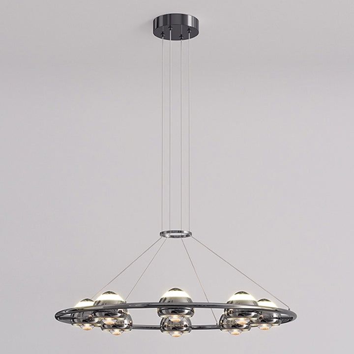 Lustre LED en acrylique et fer rond nordique contemporain en aluminium pour salon 