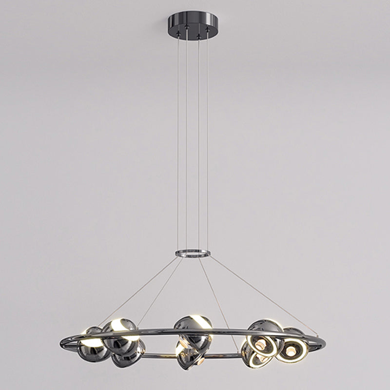 Lustre LED en acrylique et fer rond nordique contemporain en aluminium pour salon 