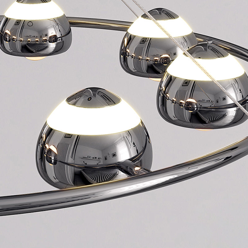 Lustre LED en acrylique et fer rond nordique contemporain en aluminium pour salon 