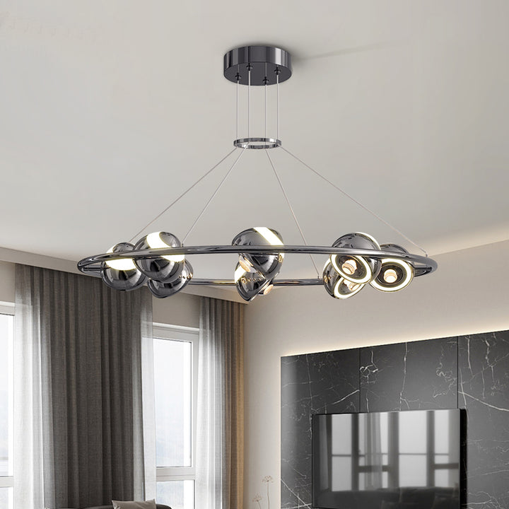 Lustre LED en acrylique et fer rond nordique contemporain en aluminium pour salon 