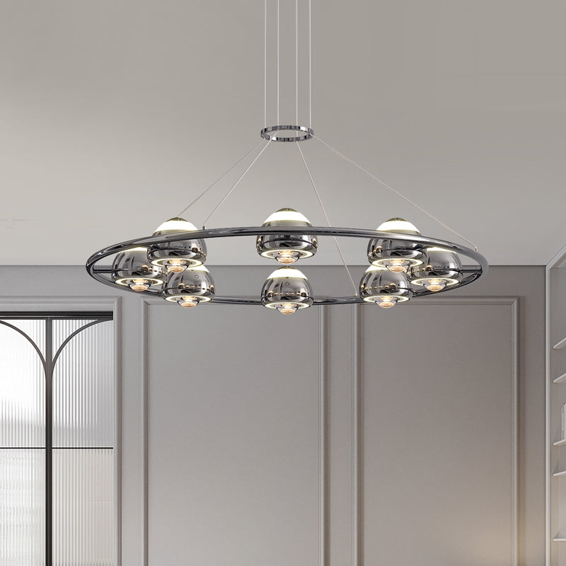 Lustre LED en acrylique et fer rond nordique contemporain en aluminium pour salon 