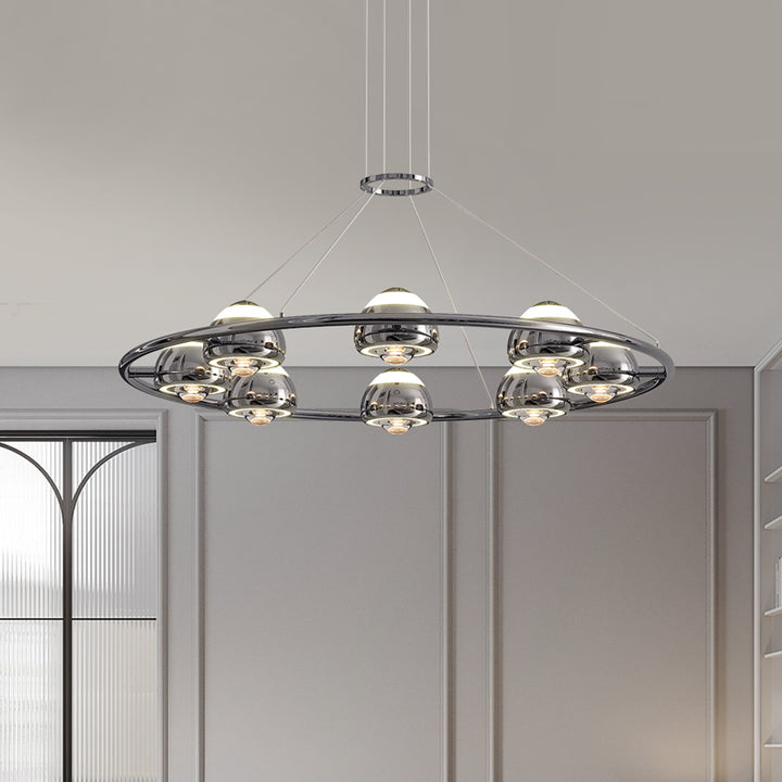 Lustre LED en acrylique et fer rond nordique contemporain en aluminium pour salon 