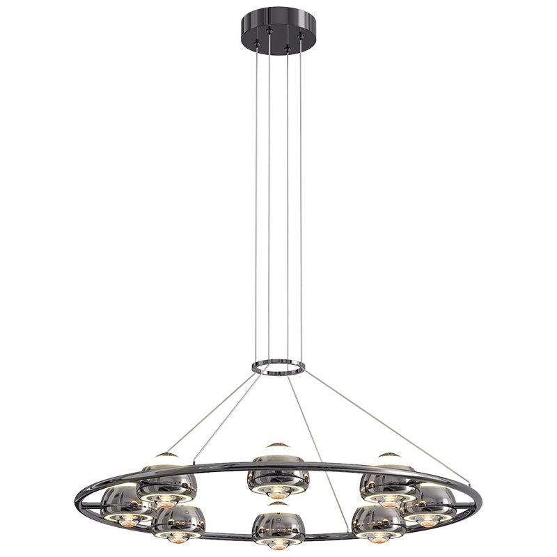 Lustre LED en acrylique et fer rond nordique contemporain en aluminium pour salon 