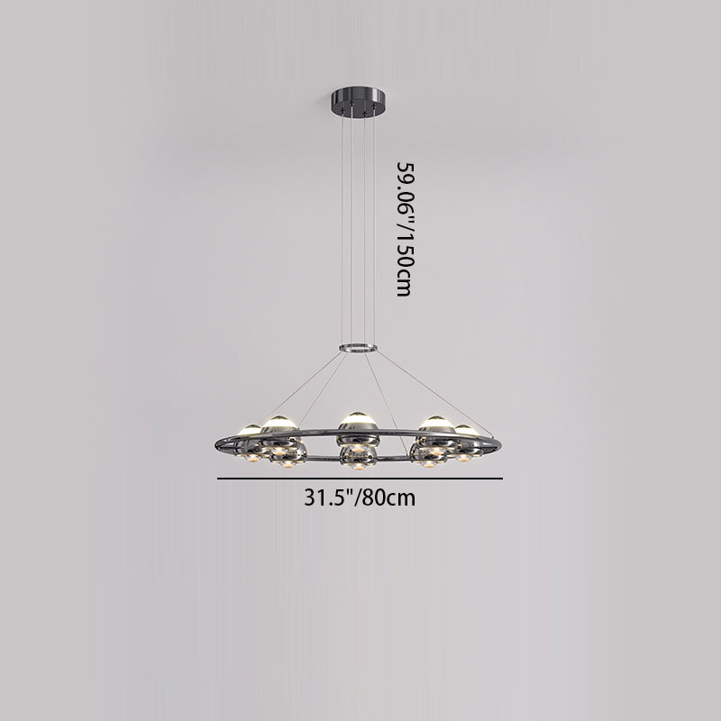 Lustre LED en acrylique et fer rond nordique contemporain en aluminium pour salon 