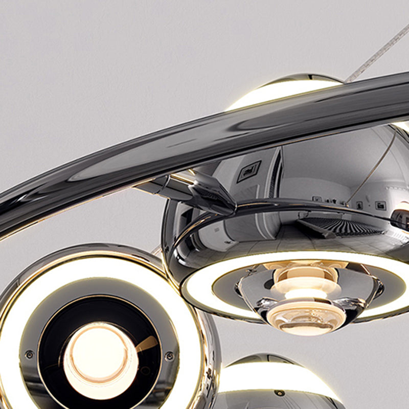 Lustre LED en acrylique et fer rond nordique contemporain en aluminium pour salon 