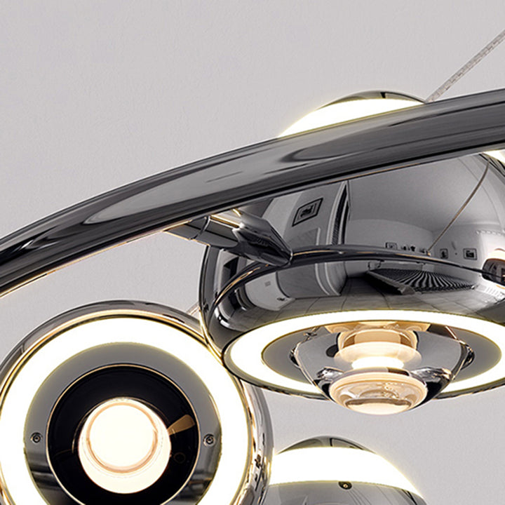 Lustre LED en acrylique et fer rond nordique contemporain en aluminium pour salon 