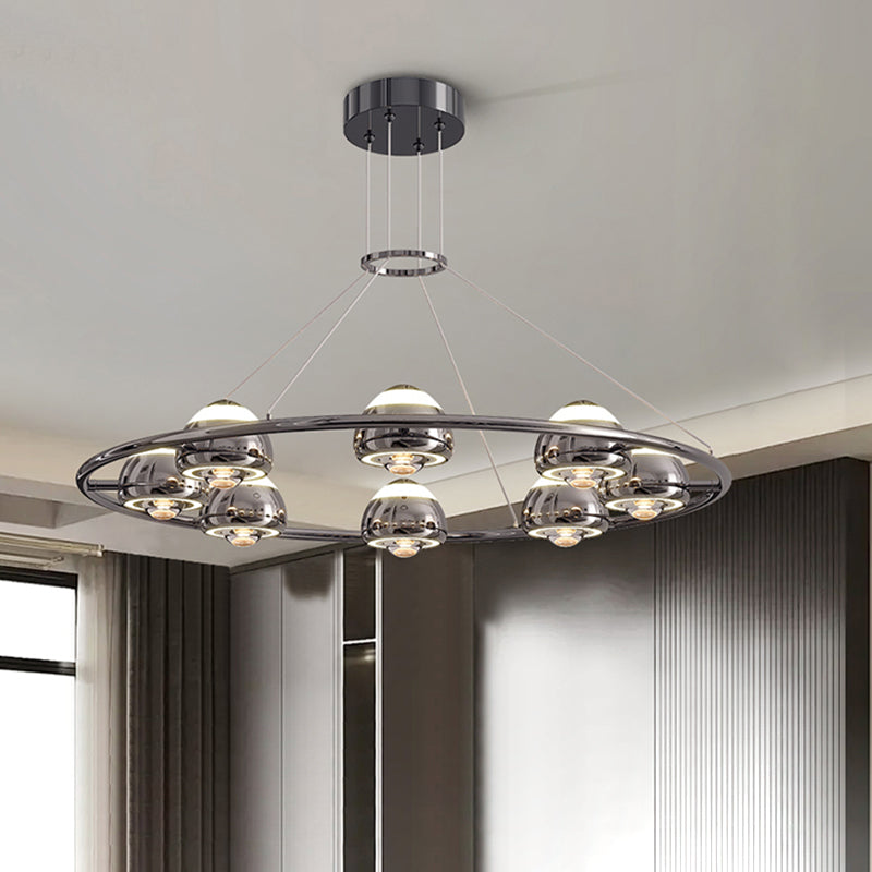 Lustre LED en acrylique et fer rond nordique contemporain en aluminium pour salon 