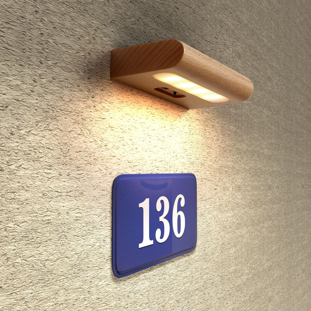 Applique Murale LED Solaire en Bois Massif Rectangulaire Simplicité Contemporaine pour Patio Extérieur 