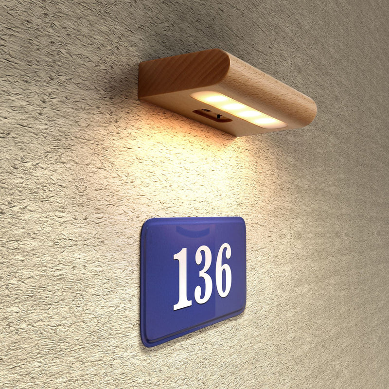 Applique Murale LED Solaire en Bois Massif Rectangulaire Simplicité Contemporaine pour Patio Extérieur 
