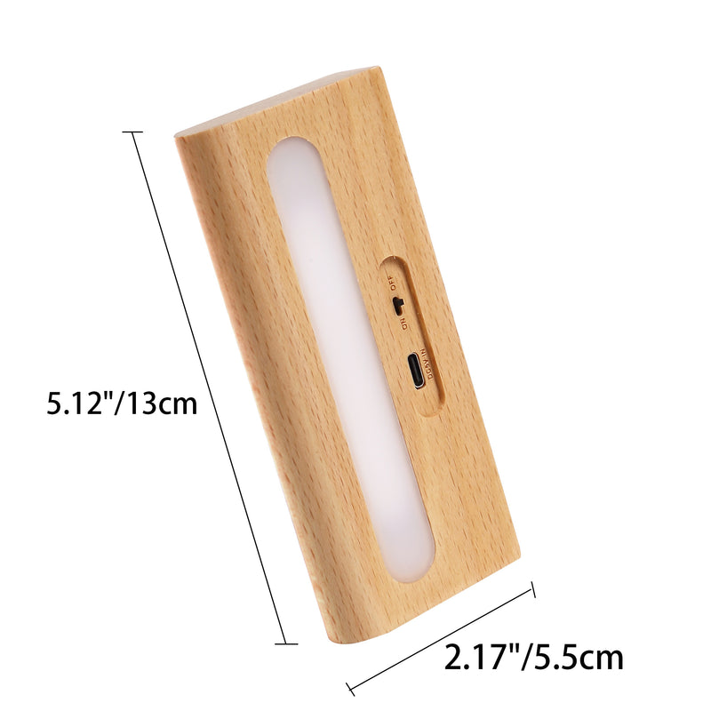 Applique Murale LED Solaire en Bois Massif Rectangulaire Simplicité Contemporaine pour Patio Extérieur 